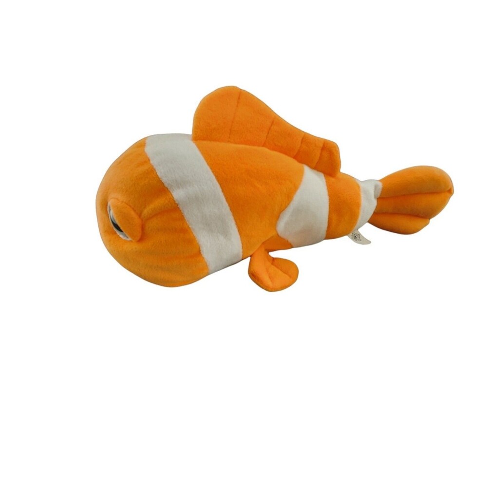 The Petting Zoo Clown Fish Plush 14 Inch Orange White Blue Eyes Stuffed Animal